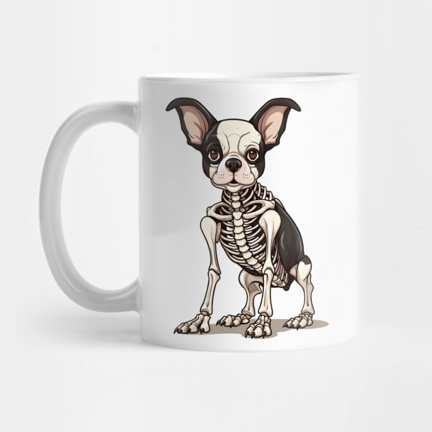 Skeleton Boston Terrier Dog by Chromatic Fusion Studio